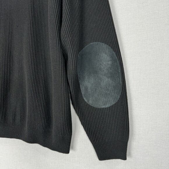 Pendleton Mens Jacket Medium Black Wool Rib Knit Suede Leather Elbow Patch Y2K - Picture 10 of 12